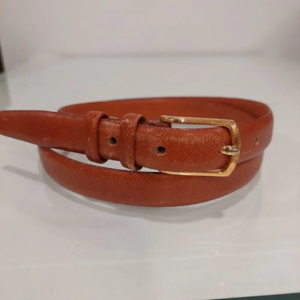Vintage Henry Grethel Womens Glazed Cowhide Leather Belt Size 34 Orange